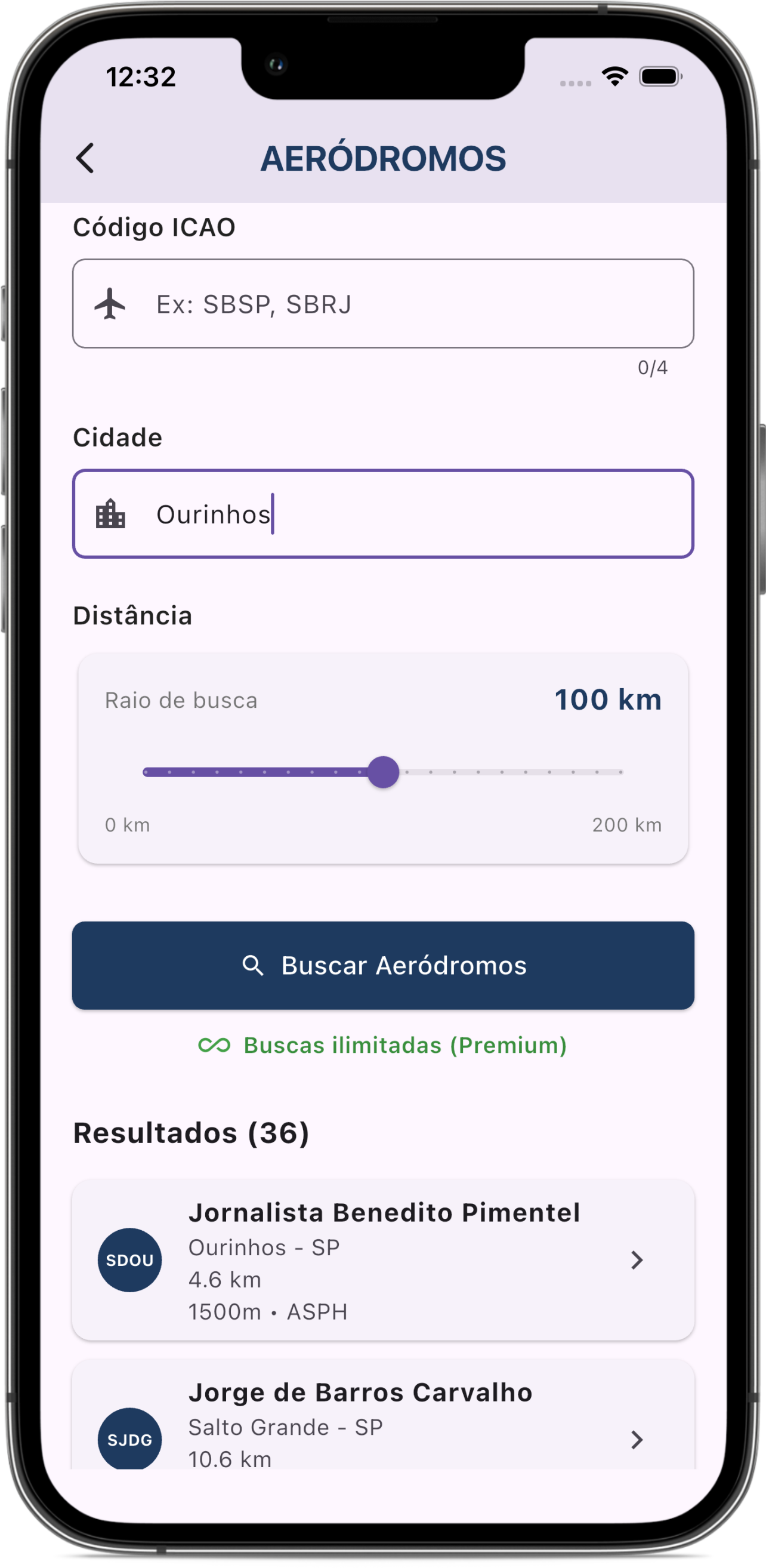 Interface do app AIS BR exibindo o mapa de navegação com localização de aeródromos próximos
