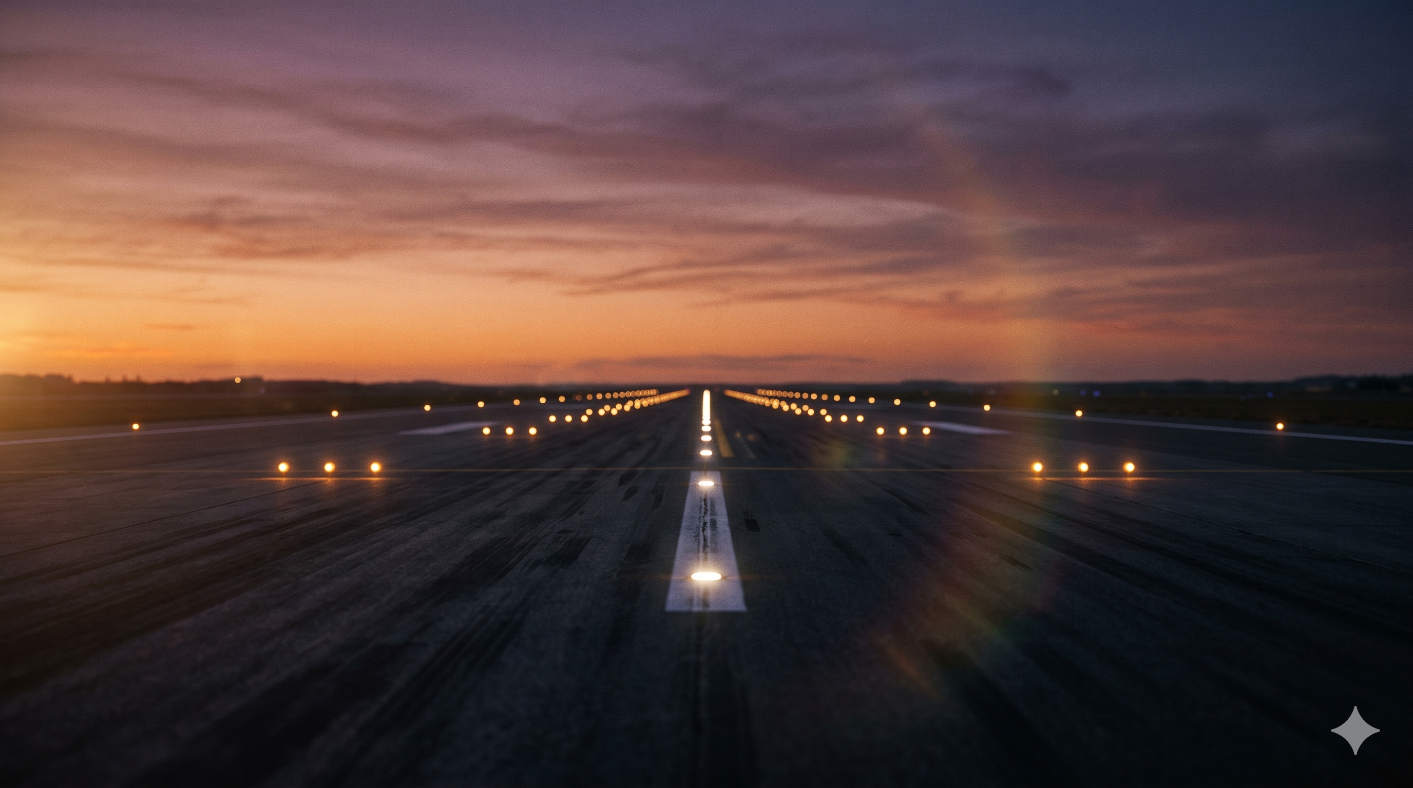 Pista de decolagem ao entardecer